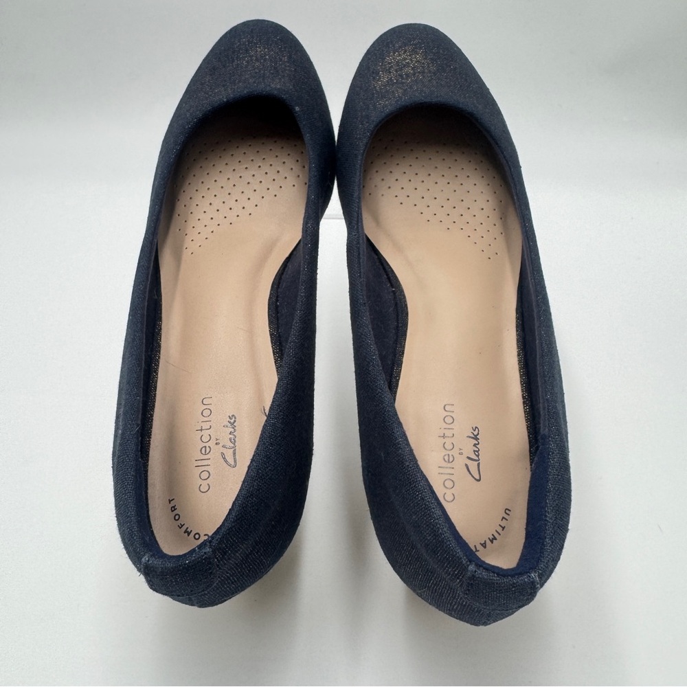 Clarks Blue and Tan Wedge Shoes NWOT Size 8 - Picture 4 of 8